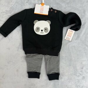 Carter's Cozy Black Sweater and Striped Pants Set